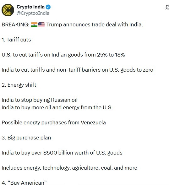 印美贸易协议预示着稳定:加密货币的影响解读