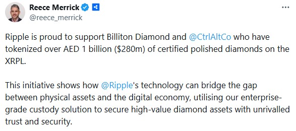 Ripple 通过 Diamond 代币化推进 RWA 市场