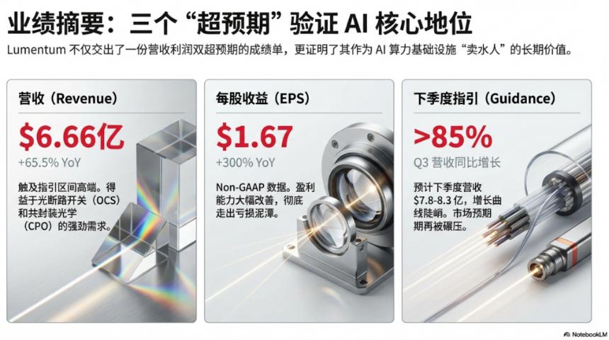 光模块巨头Lumentum Q2业绩飙升：营收同比增65%，AI订单积压超4亿美元