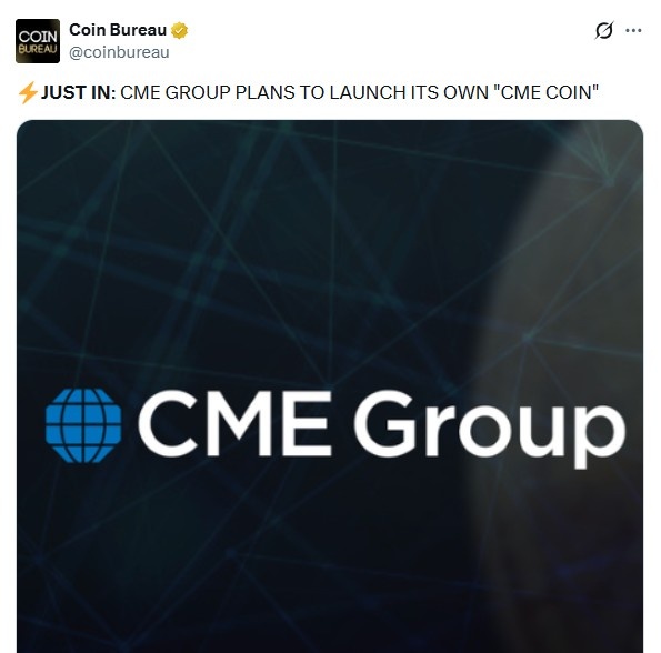 芝加哥商品交易所 (CME) 发布代币化金融 (Tokenized Finance) 代币，标志着交易所巨头正式进军代币化金融领域。