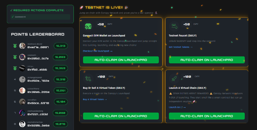 热门交互合集 | Robinhood测试网交互；Canopy早期赚积分（2月27）