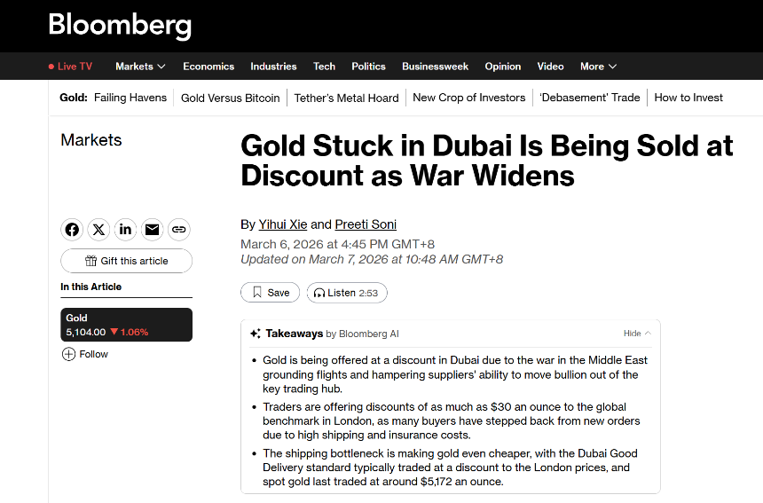 黄金困局揭示迪拜金融中心脆弱性，香港虚拟资产或成新避险港湾