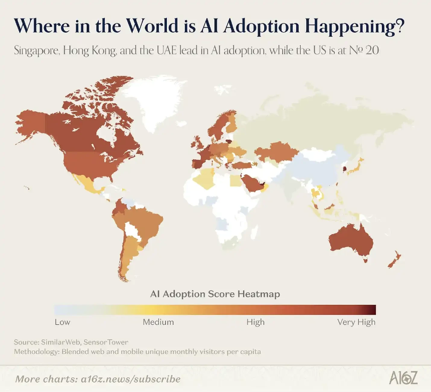 a16z发布Top 100 AI应用榜单：AI正在走出浏览器，嵌入一切