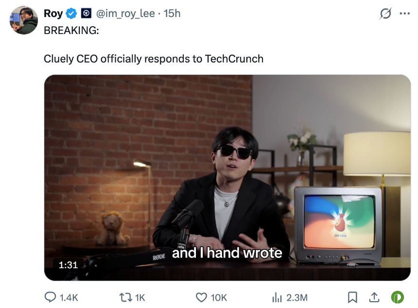 AI创业者用争议营销突围：Cluely CEO的“段子式”危机公关