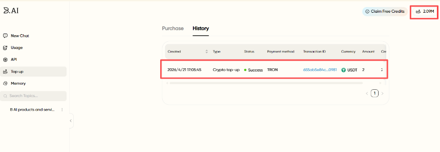 B.AI LLM 服务快速入门指南：四步畅玩多款 AI 大模型对话与API接入，登录即领 100,000 免费AI积分