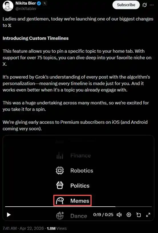 X平台新增meme主题功能，能否点燃新一轮meme季？