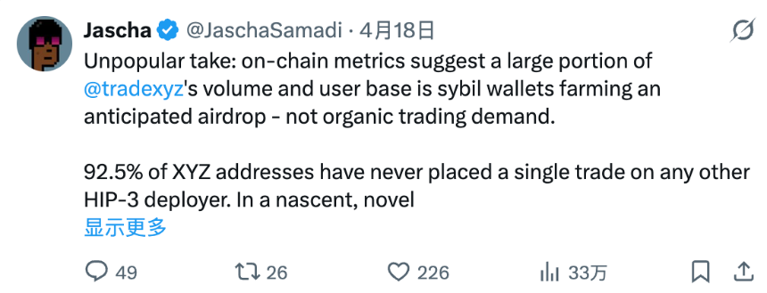 深度解析Trade.xyz数据：链上美股交易的幕后玩家