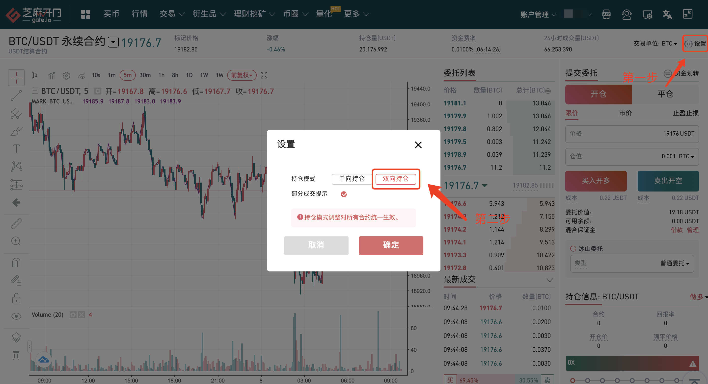 Gate.io 币本位永续合约上线实盘双向开仓功能公告