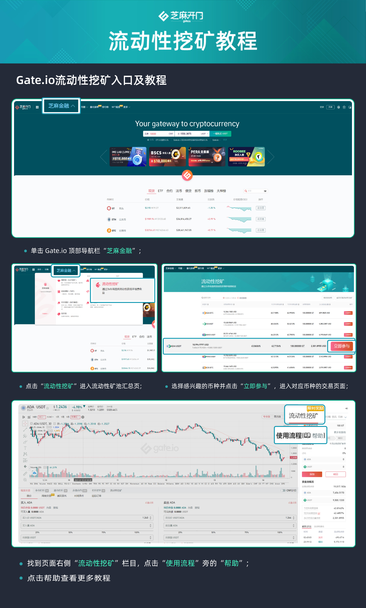 Gate.io 已上线GAN/USDT、PIXEL/USDT、SAO/USDT、QUACK/USDT流动性矿池并开启新版流动性矿池奖励(自动做市商AMM模式)