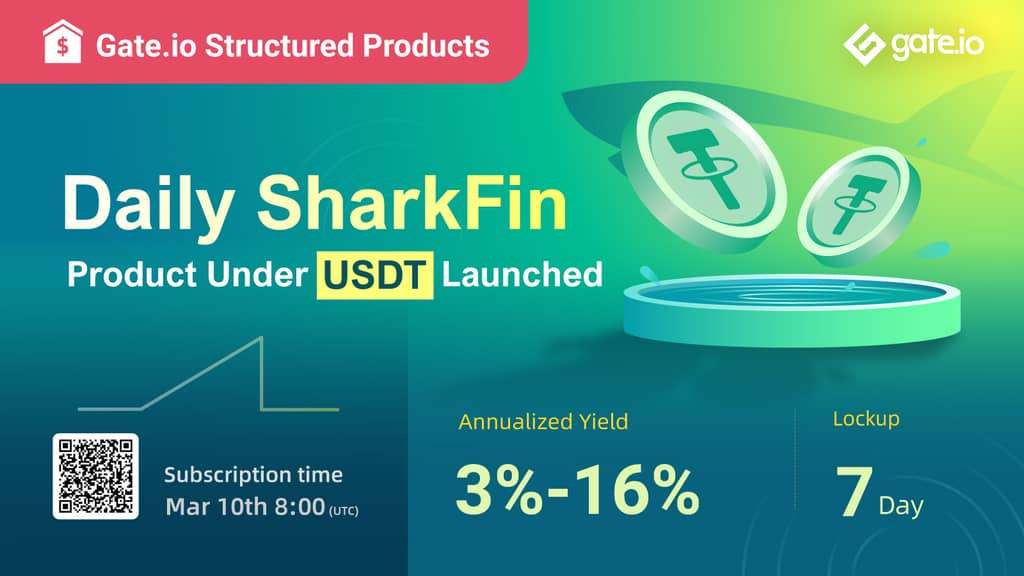 Gate.io Structured Products Launch the Daily SharkFin under USDT: Get An Annualized Yield of Up To 16%!
