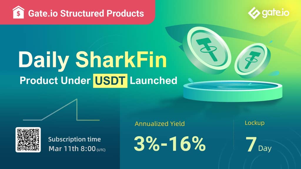 Gate.io Structured Products Launch the Daily SharkFin under USDT: Get An Annualized Yield of Up To 16%!