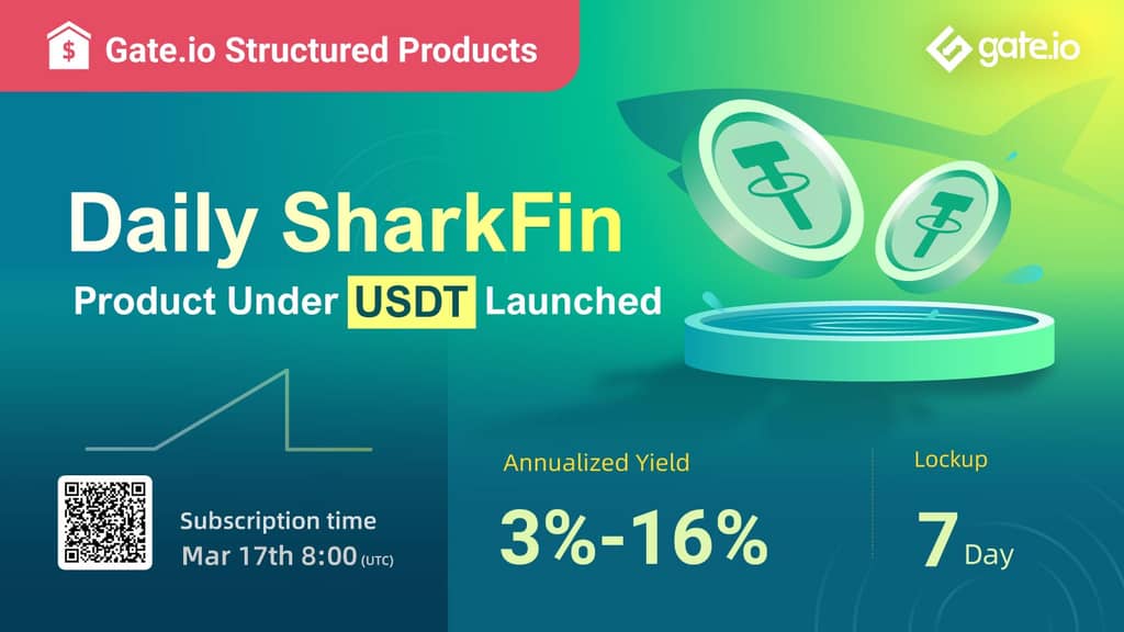 Gate.io Structured Products Launch the Daily SharkFin under USDT: Get An Annualized Yield of Up To 16%!